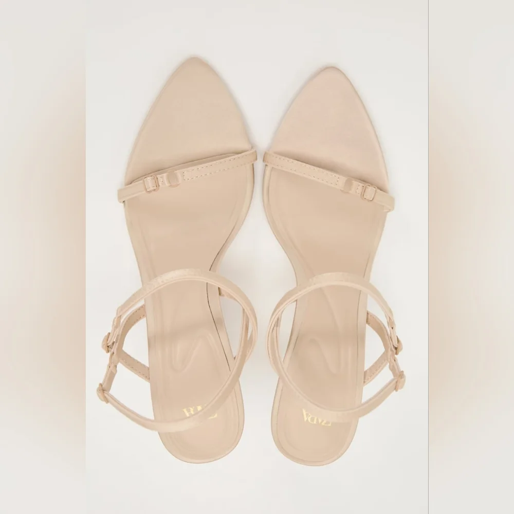 ZARA HIGH HEELED FABRIC SANDALS